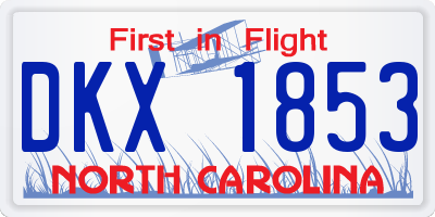 NC license plate DKX1853