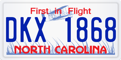 NC license plate DKX1868