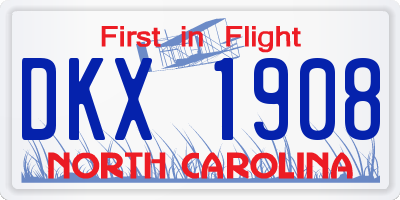 NC license plate DKX1908