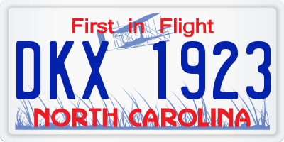 NC license plate DKX1923