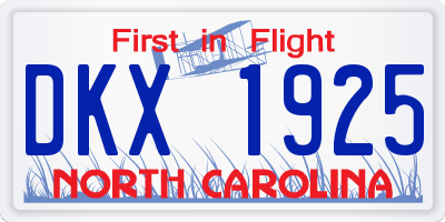 NC license plate DKX1925