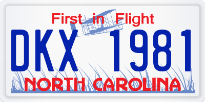 NC license plate DKX1981