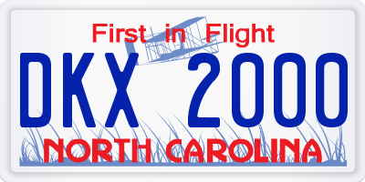 NC license plate DKX2000