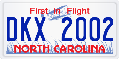 NC license plate DKX2002