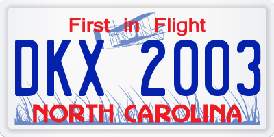 NC license plate DKX2003