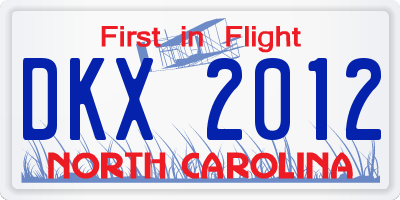 NC license plate DKX2012