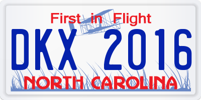 NC license plate DKX2016