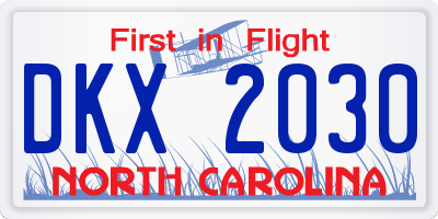 NC license plate DKX2030