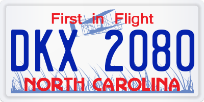 NC license plate DKX2080