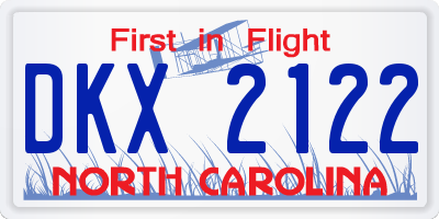 NC license plate DKX2122