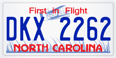 NC license plate DKX2262