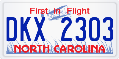 NC license plate DKX2303