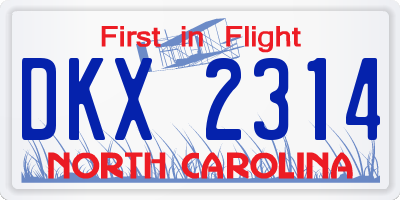 NC license plate DKX2314