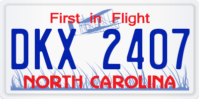 NC license plate DKX2407