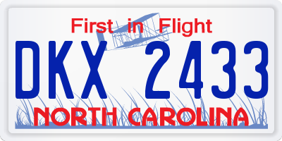 NC license plate DKX2433