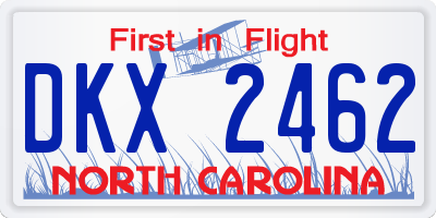 NC license plate DKX2462