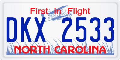 NC license plate DKX2533