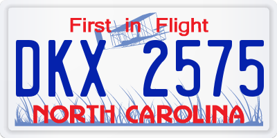 NC license plate DKX2575