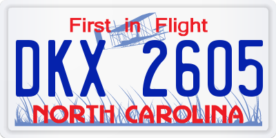 NC license plate DKX2605