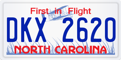 NC license plate DKX2620