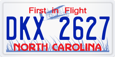 NC license plate DKX2627