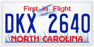 NC license plate DKX2640