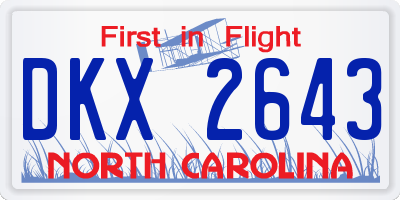 NC license plate DKX2643
