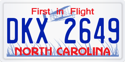 NC license plate DKX2649