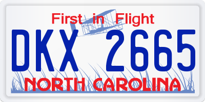 NC license plate DKX2665