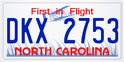 NC license plate DKX2753