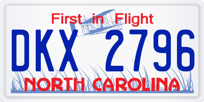 NC license plate DKX2796