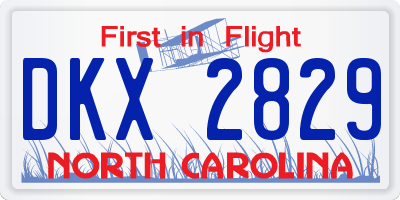 NC license plate DKX2829