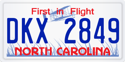 NC license plate DKX2849