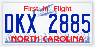 NC license plate DKX2885