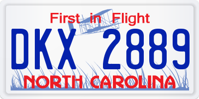 NC license plate DKX2889