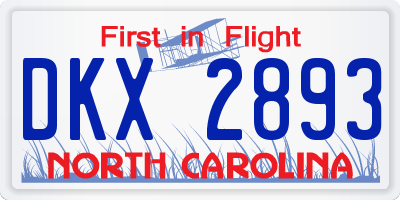 NC license plate DKX2893