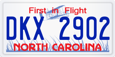 NC license plate DKX2902