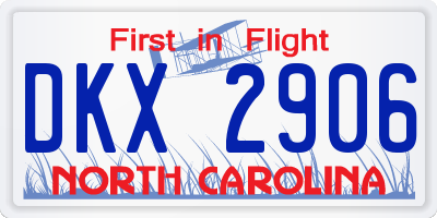 NC license plate DKX2906