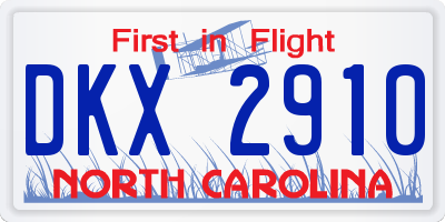 NC license plate DKX2910