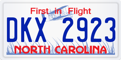 NC license plate DKX2923