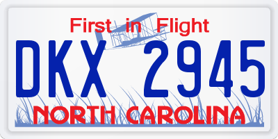 NC license plate DKX2945