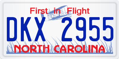 NC license plate DKX2955
