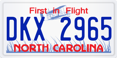NC license plate DKX2965
