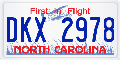 NC license plate DKX2978