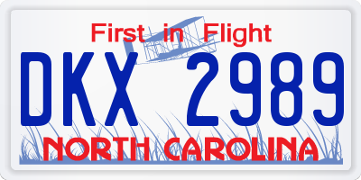 NC license plate DKX2989