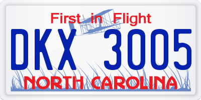 NC license plate DKX3005