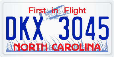 NC license plate DKX3045
