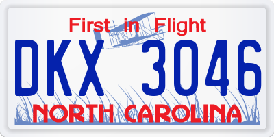 NC license plate DKX3046