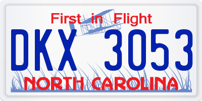 NC license plate DKX3053