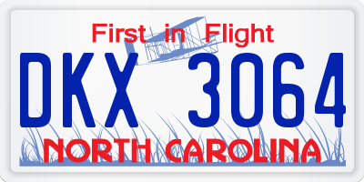 NC license plate DKX3064